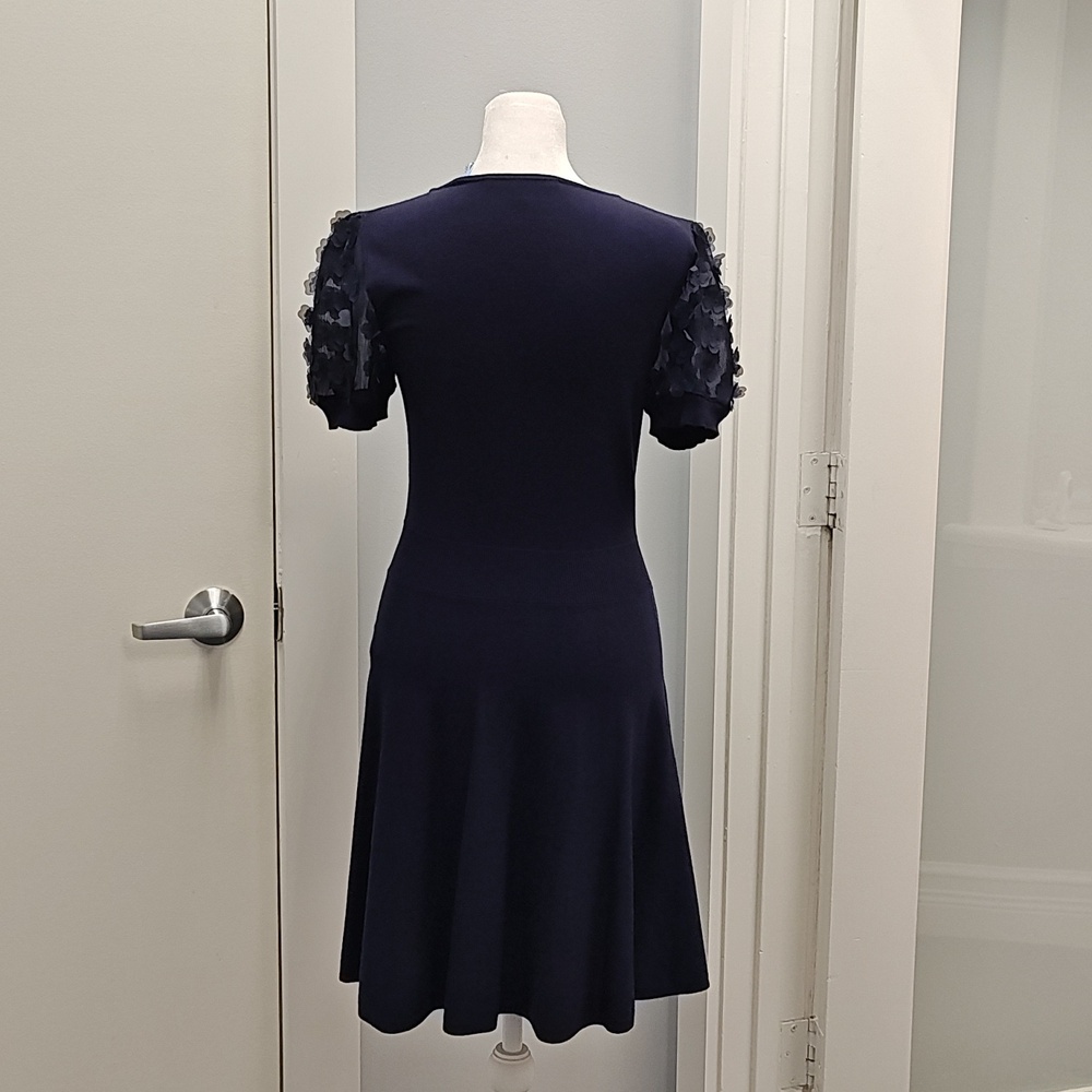 Draper James XS Nassau Navy Fleurette Sleeve Lightweight Sweater Dress NWT - Picture 8 of 13
